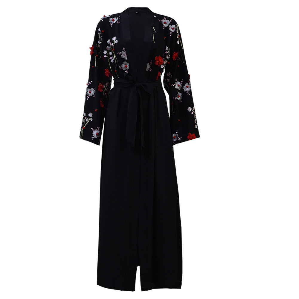 3D Floral Black Abaya – Elegant and Modern Muslim Dress