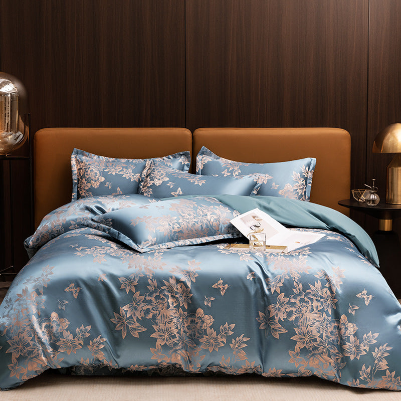 Luxury Satin Jacquard Bedding Set – 4 Elegant Pieces