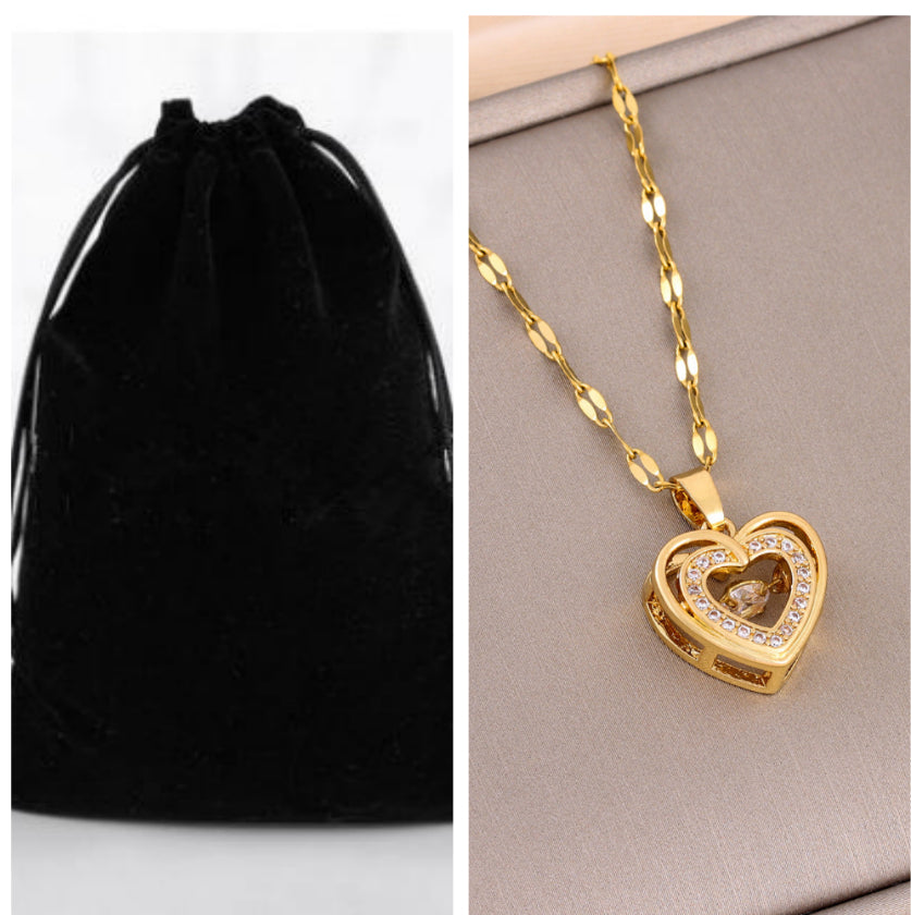 Collier Cœur Élégant Double Chaîne – Amour Éternel