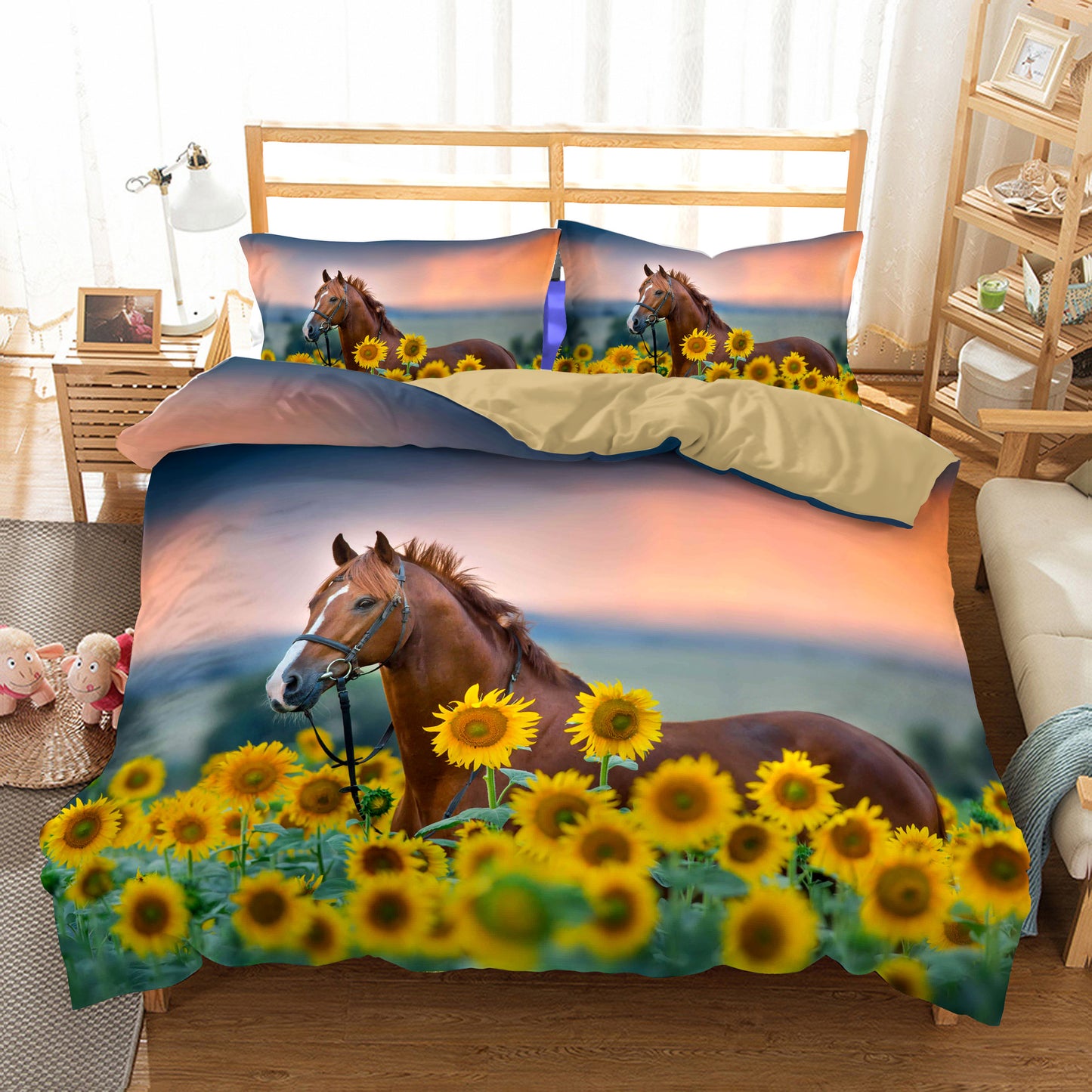 3-Piece Sunflower Duvet Cover - Bright Style