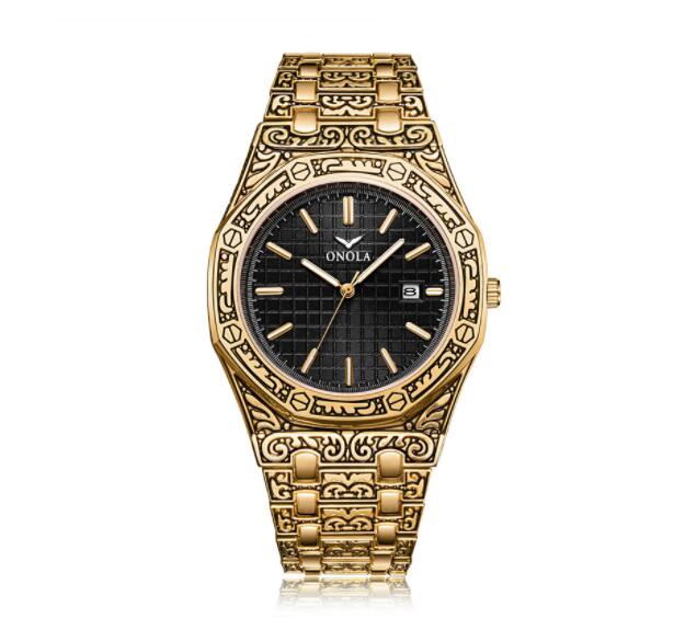 Montre Dorée Gravée – Élégance Premium