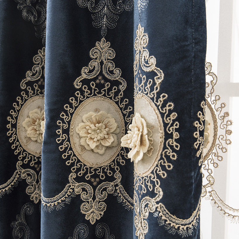 Rideau brodé élégant – Rideau occultant décoration luxe – KAFIHA