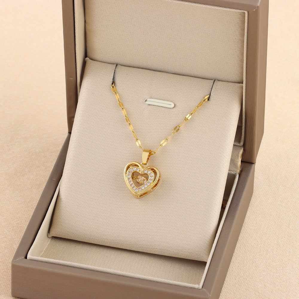 Collier Cœur Élégant Double Chaîne – Amour Éternel