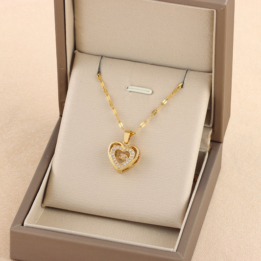 Elegant Double Chain Heart Necklace - Eternal Love